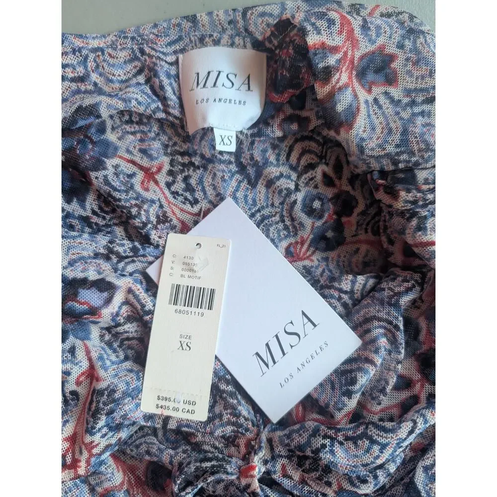 NWT MISA MISA LOS ANGELES Halter-Neck Mesh Midi Dress Size XS Blue #MB446 - Picture 8 of 11